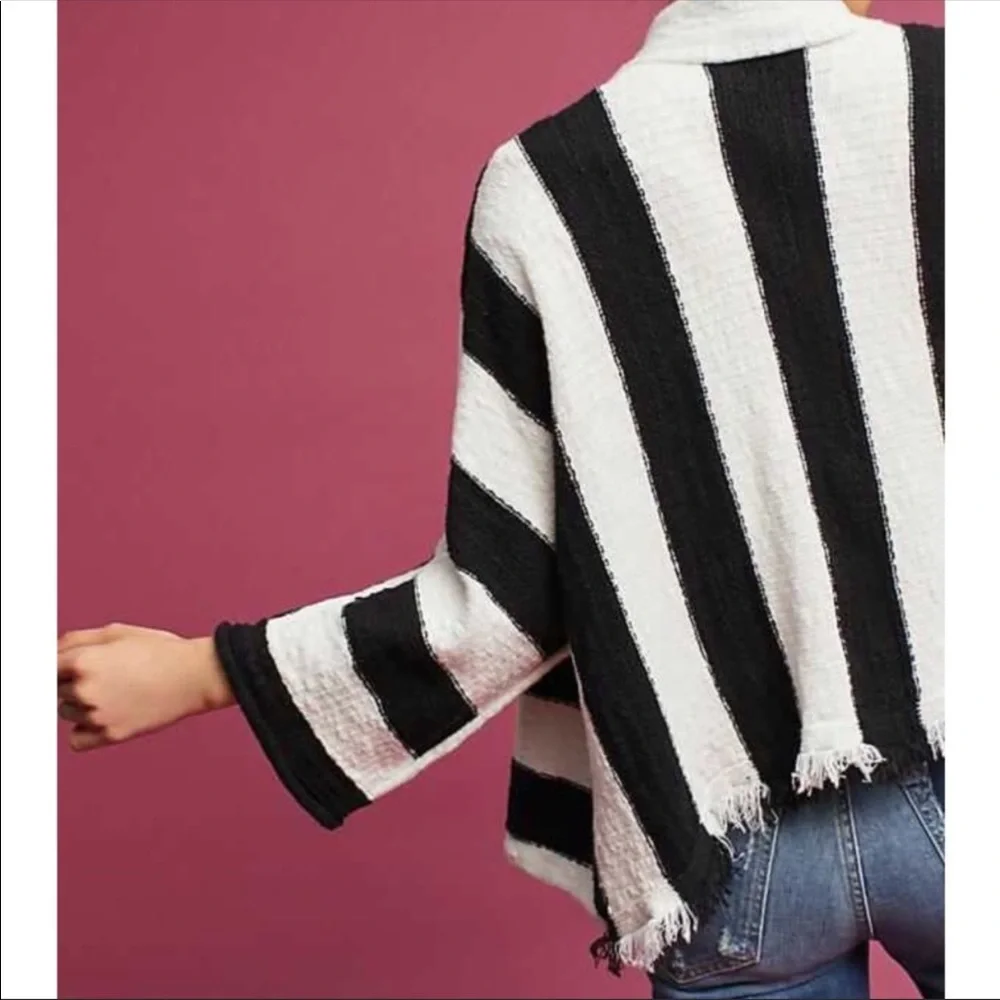 Anthropologie Moth Fringed and Striped Cardigan - Picture 3 of 8